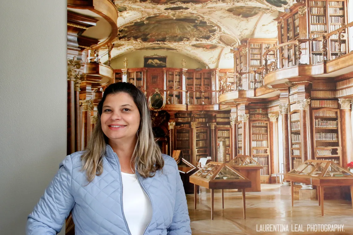 Foto para selfie no hall de entrada da Biblioteca